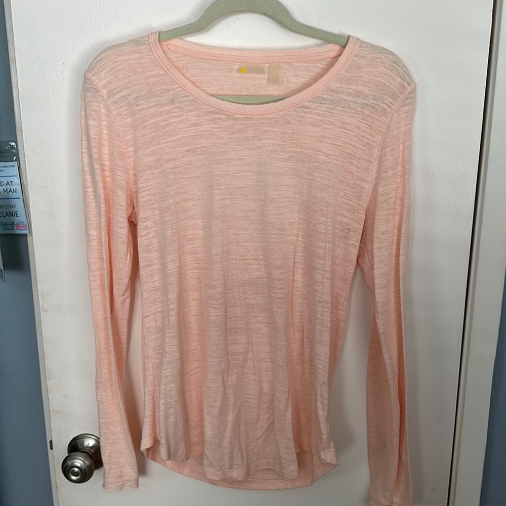Zella Semi-Sheer Long Sleeve Top with open back Sz L